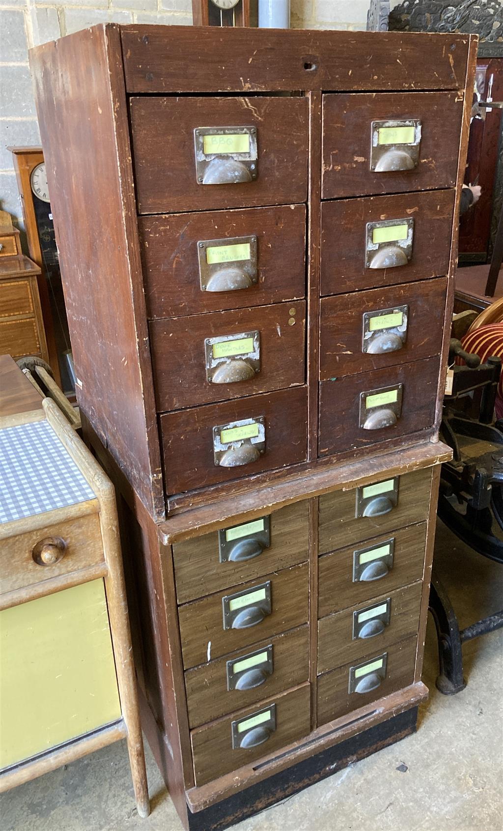 A pair of filing chests, width 61cm, depth 57cm, height 74cm